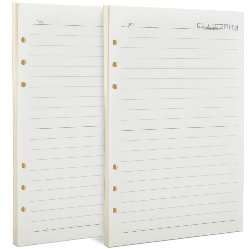 Photos - Notebook 2 Packs A5 Refills Ruled Lined Paper, 120 Sheets/240 Pages A5 Refill Pad, 6 Hole Loose Leaf Punched Paper Refill Pad for Pla