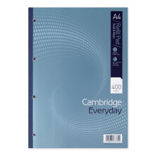 Cambridge Lined Paper A4 Refill Pad, Ruled and Margin, 400 Page, Single