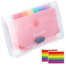 13 Pockets A6 Flashcard Organizer with Colored Labels, Index, and Sheets, Expanding File Folder for Cards, Coupons, Receipts, Documents, Air Tickets,
