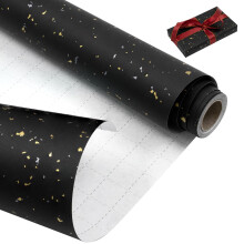 Birthday Gift Wrapping Paper Roll, 43cm x 9m Black Recyclable Christmas Kraft Wrapping Paper for Xmas, Birthday, Wedding,Baby Shower, Party Present D