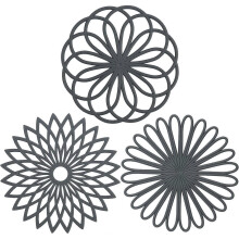 Silicone Multi-Use Trivet Mat Flexible Durable Non Slip Coasters (Gray) 3pcs)