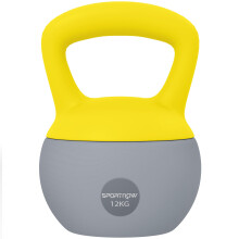 SPORTNOW Soft Kettlebell, 12kg Kettle Bell with Non-Slip Handle for Home Gym Weight Lifting and Strength Training, Yellow and Grey