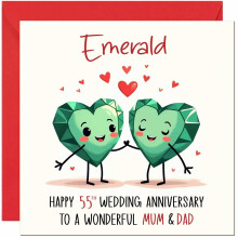 Emerald Anniversary Card for Mum & Dad - 55th Wedding Anniversary Cards for Mother Father Cute Anniversaries Greeting Cards