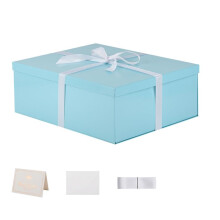 KdmNzoo Extra Large Gift Box with Lid 42x32x15.5 cm, Blue Gift Boxes for presents Packaging for Birthdays, Valentine's Day, Christmas, (Include Shred