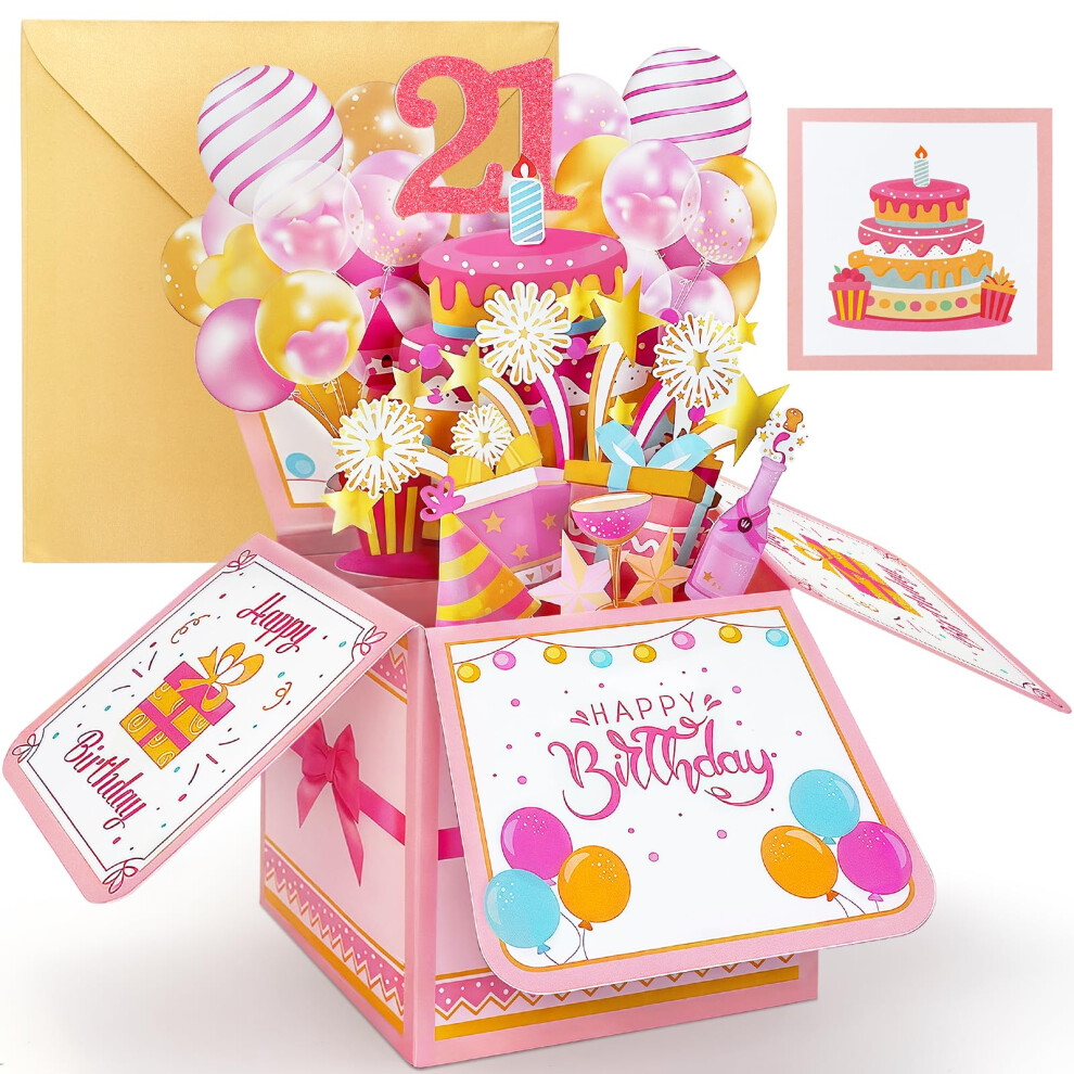Photos - Garden & Outdoor Decoration YianHien 21st Birthday Card, 3D Pop Up Happy Birthday Card for Her, Daughter Granddaughter 21st Birthday Greeting Cards, Pin