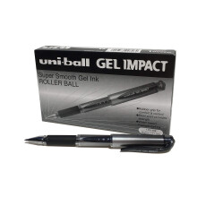 uni-ball - Gel Impact, Black Ink, Broad Nib, Rollerball Gel Pens (12pc Set) - Smooth, Comfortable, Long Lasting, Japanese Quality, for School, Work,