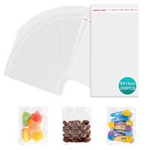 PDKKFF 200Pcs Clear Self-adhesive Cellophane Bags, 8 x 13 cm Clear Seal Seal bags for Wrapping Cookies, Sweets, Biscuit, Jewellery, Gifts, Envelopes,