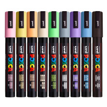 Posca - Pastel PC-5M Acrylic Paint Pens (9pc), Multi Surface Markers for Windows, Glass, Graffiti, Fabric, Rock Painting, Canvas, Wood, Metal, Fabric