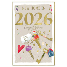 IC&G Congratulations On Your New Home Card - New Home in 2026 - House Keys & Love Hearts Design - Premium Embossed Foil Finish