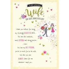 Piccadilly Greetings Gorgeous Wife On Our Anniversary Card - Piccadilly Cards - 9 x 6.25 Inches,green|peach|beige