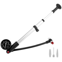 QWORK Bicycle High Pressure Shock Pump (Max 300 PSI) with Anti-Leak Valve, Bike Pump for Fork, Rear Suspension and Tyre - for MTB/Road Bike