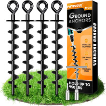 Heavy Duty Ground Anchor Pack of 4, Robust Fully Screwed Ground Anchor for Attaching Trampolines, Canopies, Swings etc