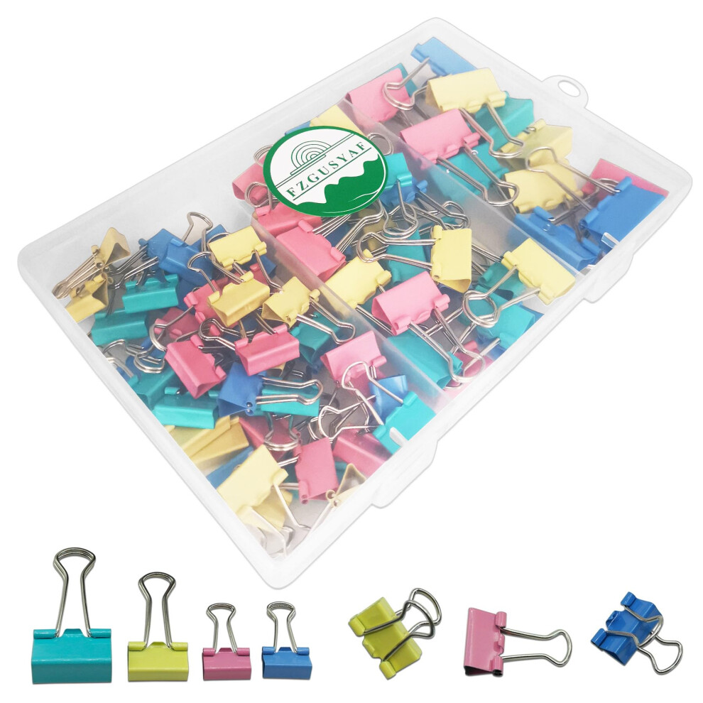 Fzgusyaf 85Pcs Foldback Clips 15Mm 19Mm 25Mm Assorted Colours Paper Clamps Binder 5051227174932