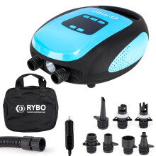 RYBO Thames Electric Air Pump, 20psi Electric Paddle Board Pump with 7 Nozzles, Smart Inflation Auto-Off, Digital Adjustable LCD Function, 12V Electr