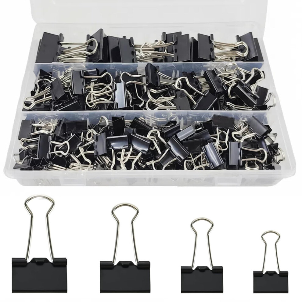 170Pcs Binder Clips,Assorted Sizes Bulldog Clips 32Mm 25Mm 19Mm 15Mm Metal Foldback Clips Paper Clips Clamps For Office Supplies, Home, Kitchen 5051227199065