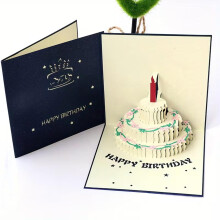 Blazyo Handcrafted 3D Pop-Up Birthday Card - Colorful, Bamboo Fiber Paper, Cake Happy Birthday Card, with Envelope and Blank Card for Women, Men, Hus