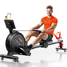 RIKSION Rowing Machine Magnetic Foldable, Fitness Exerciser Indoor Equipment for Home Gym Use, Cardio Training Machine,350LB Capacity with LCD Monito