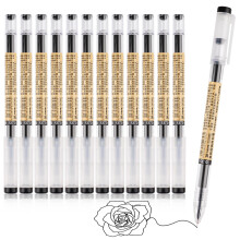 12 Pcs Gel Pens Black, Rollerball Pens, Smooth Writing pens, Ink pen for Writing, Liquid Ink Rollerball pens, pen Multipack, Handwriting Pens for Sch