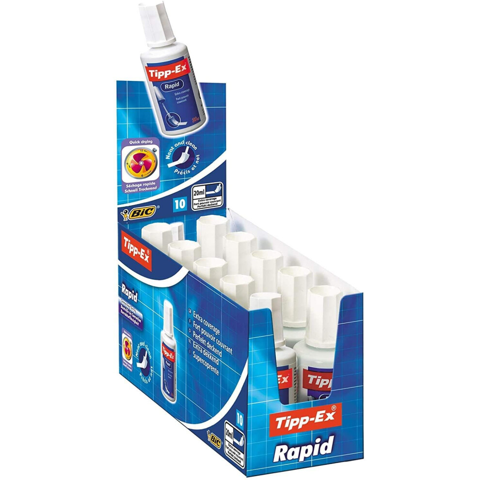 Bic Tipp-Ex Rapid Correction Fluid - 20 Ml, Box Of 10,White