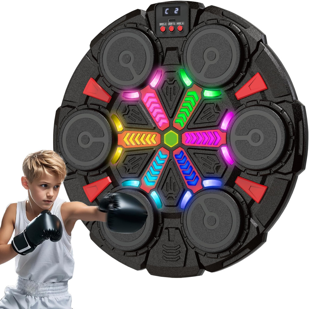 Photos - Other Trainers Music Punching Machine for Kids and Adults,Bluetooth Wall Mounted Punching Pad with Gloves,Rhythm Lights&Two-Player Battle H