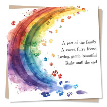 Heartfelt Condolences Card for Loss of A Pet - A Sweet, Furry Friend - Sympathy Card for Losing Dog, Cat - Rainbow Design