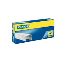 Rapid 26/6mm Standard Staples, For Stapling up to 20 Sheets, Use with Desktop and Electric Staplers, Galvanised Wire, Box of 5000, 24861800