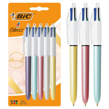 BIC 4 Colours Pearl Multicoloured Ball Pen Pack of 5