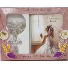 celebrationgiftsforall First Holy Communion Girl Prayer Book Glass Rosary and Prayer Card all Gift-boxed