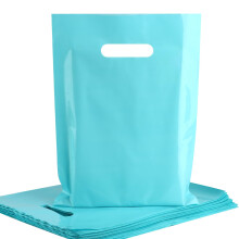 POPGIFTU Blue Plastic Carrier Bags 100 Pack - 23x30cm Glossy Blue Merchandise Retail Shopping Bags with Handles for Party Favors, Birthday, Boutique,