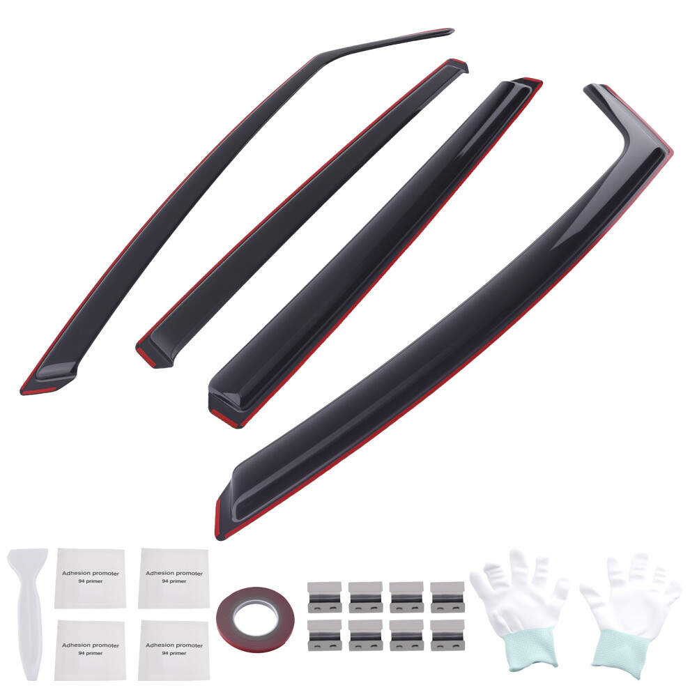 4Pc Acrylic Wind Deflectors For Peugeot 3008 Mk1 5-Door 2008-2016 Black 6941477740386