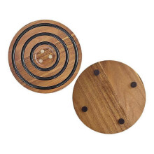 Magnetic Pot Coaster -Acacia Wood Trivet with Silicone Rings for Hot Pots, Pans & Dishes