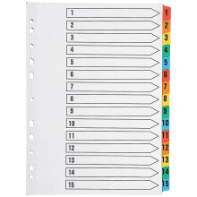 Q-Connect Index A4 Multi-Punched 1-15 Reinforced Multi-Colour Numbered Tabs KF01520