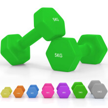 SPORTNOW Set of 2 Hex Dumbbells, Neoprene Weights Pair with Non-Slip Grip, Home Gym Fitness Training Equipment, 2 x 5kg, Green