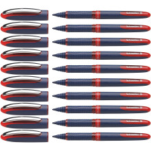 Schneider One Business Non-Retractable Ballpoint Pens with Liquid Ink, Pack of 10 red