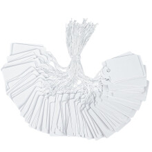 Uniclife 200 Pcs Writable Price Labels 2.5 cm White Display Tags for Clothing, Jewelry, Garage, Gifts, Merchandise with Hanging Strings