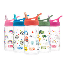 Polar Gear Kids Water Bottles with Straw - 400ml BPA-Free Kids Drinks Bottle with Carry Handle - School Water Bottle with Removable Straw - Construct