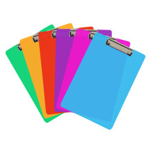 6 Coloured Plastic Clipboards | Strong 12.5 x 9 Inch (A4 Size) Multi Pack Clipboard | Holds 100 Sheets! | Acrylic Clipboards with Low Profile Clip &