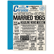 61st Anniversary Cards for Men Women - Married 1965 Newspaper - 61 Wedding Anniversary Card for Husband Wife Dad Mum Aunt Uncle Vintage Retro 1965, 5
