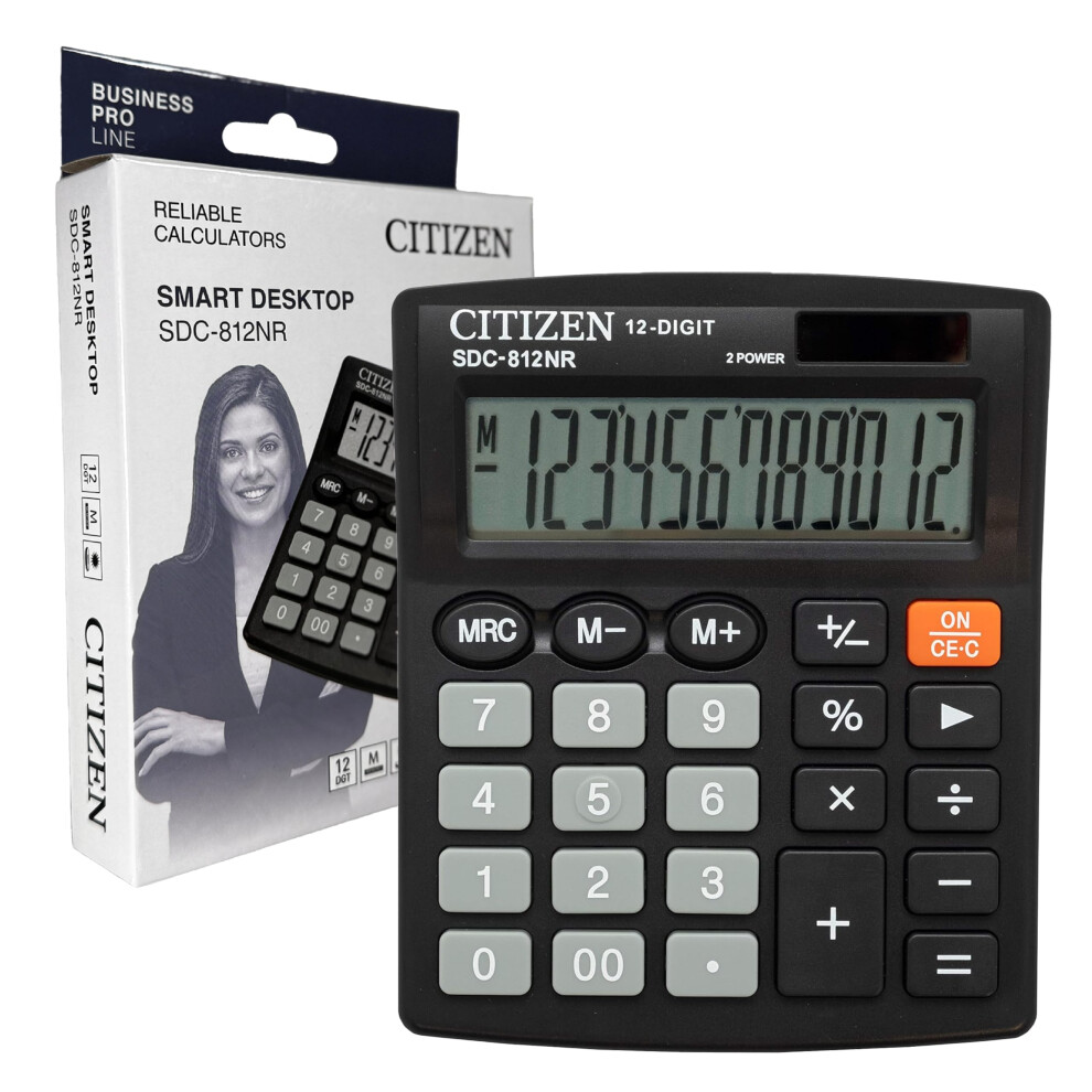 Citizen Desk Calculator - Large Display Basic Calculator For Kids, Home, School, Desktop, And Office Use With Big Buttons - Solar And Battery Dual Po