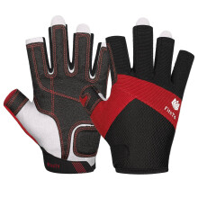 FitsT4 Sports Kayaking Gloves 3/4 Finger Padded Palm - Mesh Back for Comfort - Suitable for Sailing, Paddling, Canoeing, Kayaking, SUP for Men Women