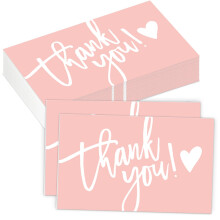 Thank You Cards 50 Pack, Pink Thank You Greeting Cards Multipack Blank Inside | Thank You Notes Special Appreciation Card