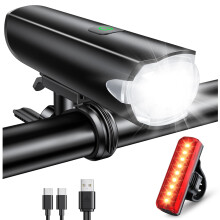 CIRYCASE Bike Lights with Wide Beam, 1200 Lumens Bike Lights Front and Back, IP65 Waterproof & USB Rechargeable, 3+5 Warning Light Modes, Long-Lastin