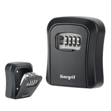 Ibergrif Lock Key Safe, Wall Mounted, Lock Box Outdoor 4 Digit Combination, Heavy Duty Waterproof Key Cabinet for Home Garage School Airbnb