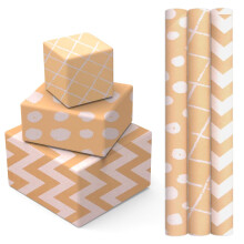 Birthday Wrapping Paper Rolls, 3 Rolls Happy Birthday Gift Wrapping Paper Roll, 3 X 3m Kraft Wrap Pack For Party Or Wedding Gift, Baby Shower, Festiv