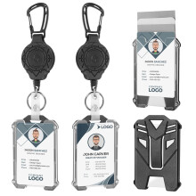 2 Set Retractable Badge Holders Heavy Duty Carabiner Badge Reel Retractable Keychain with Tactical ID Card Badge Holders