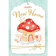 Piccadilly Greetings Happy New Home Card Mushroom House - 7 x 5 inches