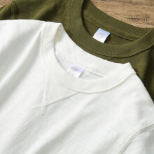 (Atmospheric Gray, S) Heavyweight Slub Cotton T-Shirt 320g American Retro Amekaji White Short Sleeve Summer Men Cotton Relaxed Crew Neck Top