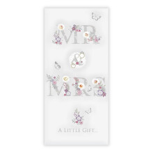 Nigel Quiney Wedding Day Money Wallet Card - Mr & Mrs Floral Design - Silver Foil Finish - Premium Quality Money Wallet Card