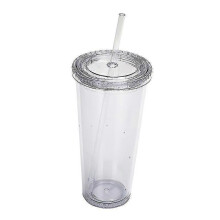 24oz Classic Wall Tumbler Cup with Lid, Reusable Straw