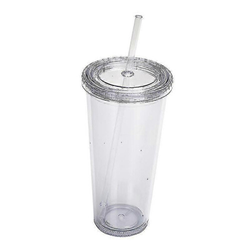 24oz Classic Wall Tumbler Cup with Lid, Reusable Straw